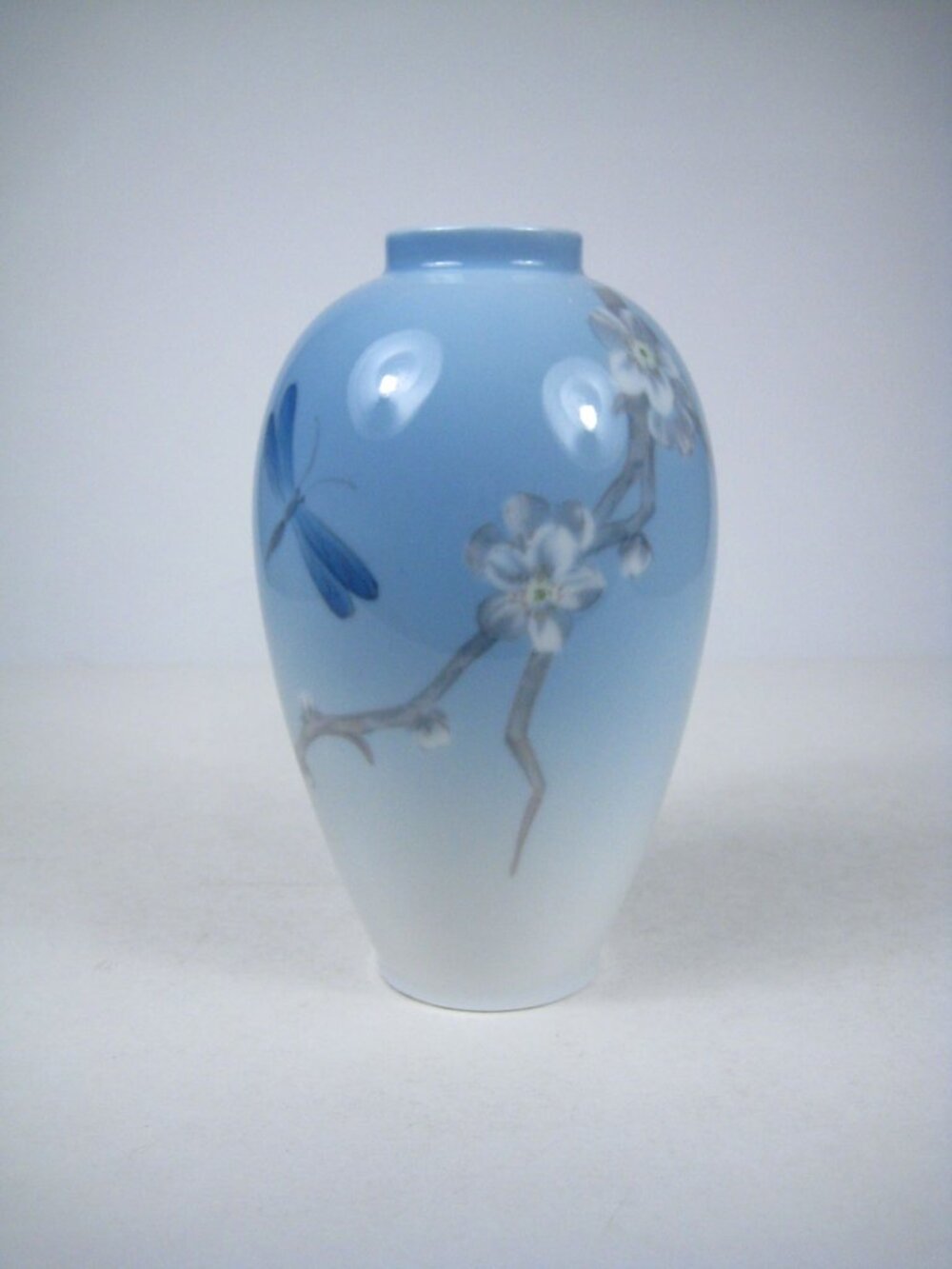 Royal Copenhagen Blue Vase Floral Dragonfly Porcelain Denmark Decor CHIP